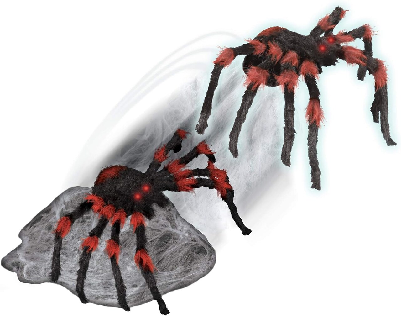 LED Red and Black Jumping Spider Animatronic | Halloween Décor | Horror Décor | 21 Inches | Moving Prop